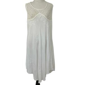 India Blue Women Sleeveless Mini Dress White Beach Summer Boho Hippie One Size